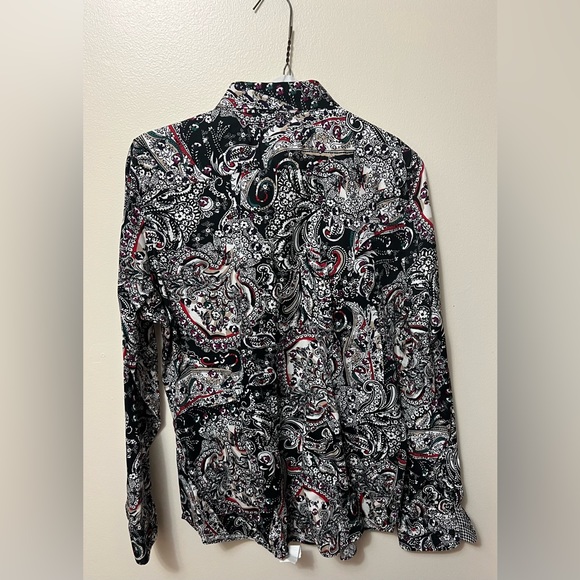 Women’s cotton/poly no-iron paisley blouse, size L. - Picture 2 of 3